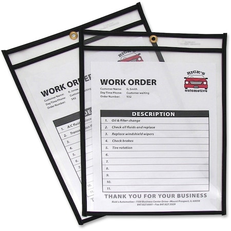C-Line Products Shop Ticket Holder, Stitched, 9"x12", 25/BX, Clear Vinyl 25PK CLI46912